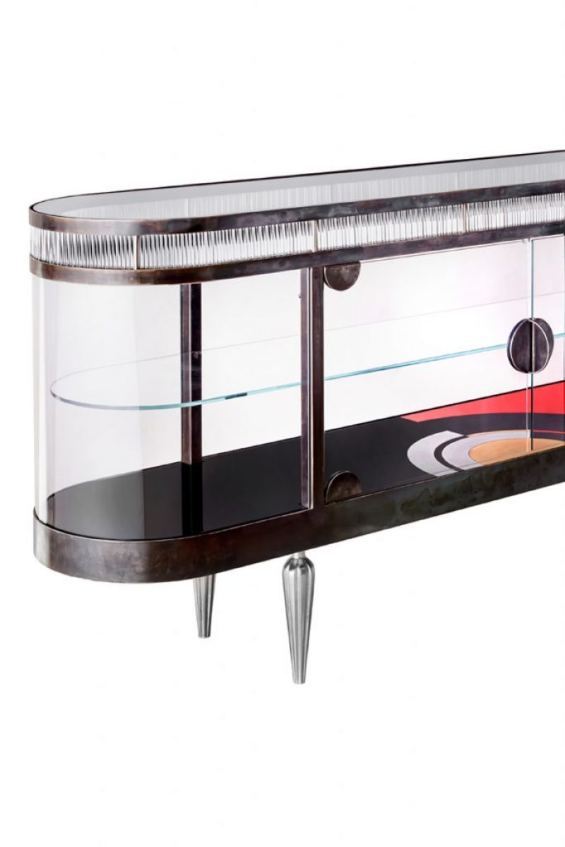 Witryna szklana niska Art Deco